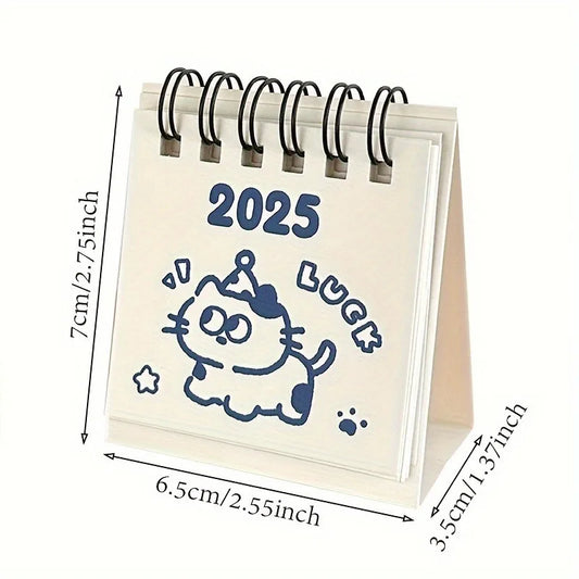 2025 Mini Animal Desk Calendars (4pcs) - Pocket-Sized Flip Planners for Study, Office & Daily Organization