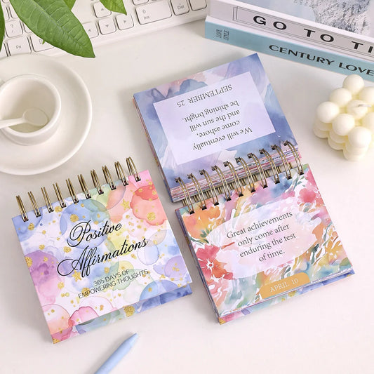 365 Days Colorful Positive Affirmations Desk Calendar 2025 Standing Flip Coil Desktop Calendar With Inspirational