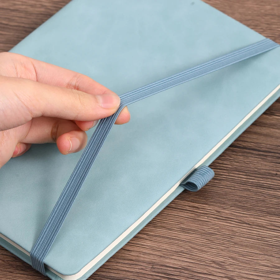 Vintage A5 leather strap notebook with leather notebook cover, personalized soft cover, and bookmark