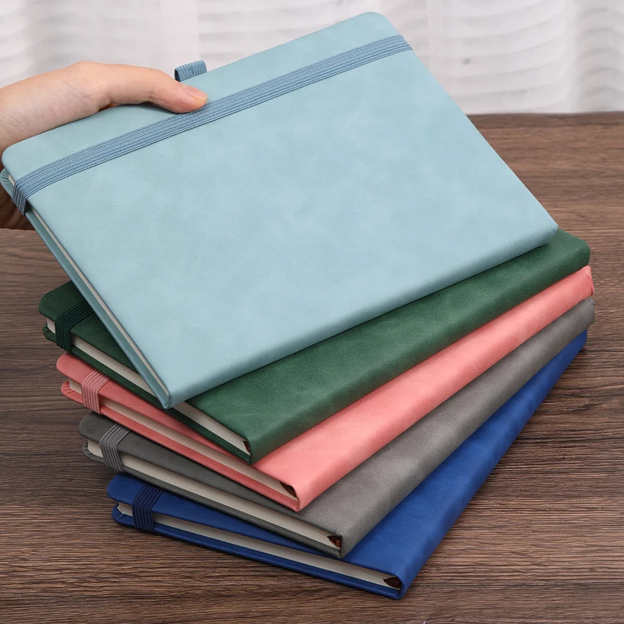 Vintage A5 leather strap notebook with leather notebook cover, personalized soft cover, and bookmark