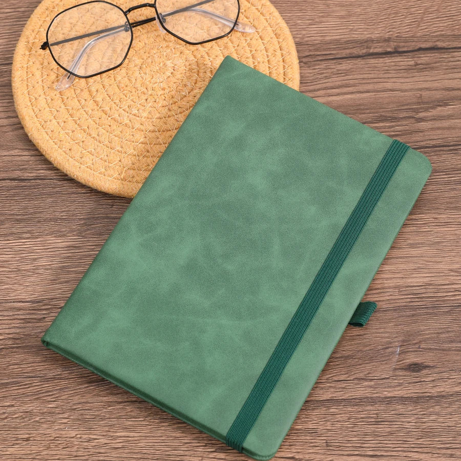 Vintage A5 leather strap notebook with leather notebook cover, personalized soft cover, and bookmark