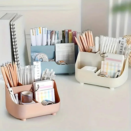 Desktop Storage Box Five-Compartment Desktop Organizer, Student Stationery Holder 5-Section Office Desk