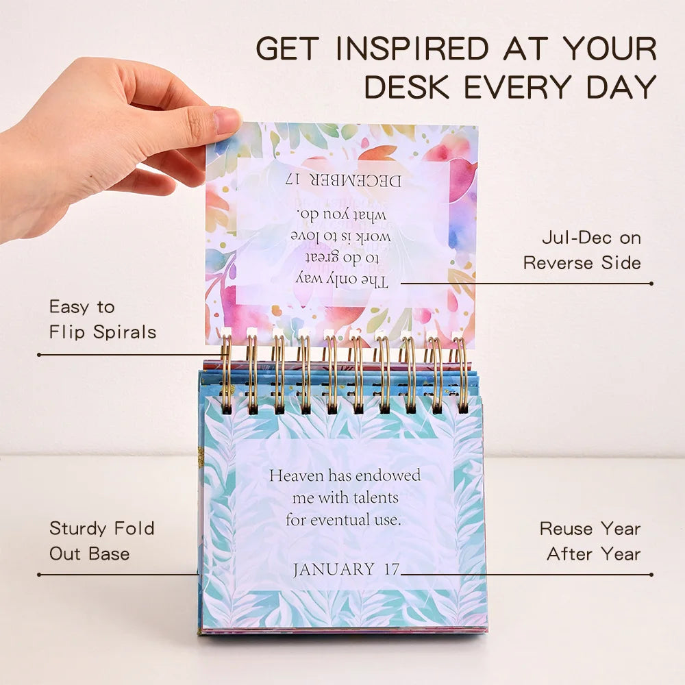 365 Days Daily Vertical Page-turning Inspirational Quotes Calendar Standing Flip Coil Desktop Calendar Office