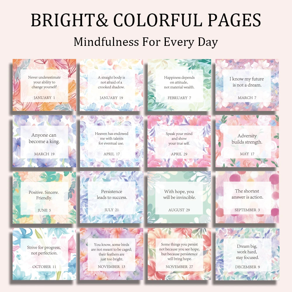 365 Days Colorful Positive Affirmations Desk Calendar 2025 Standing Flip Coil Desktop Calendar With Inspirational