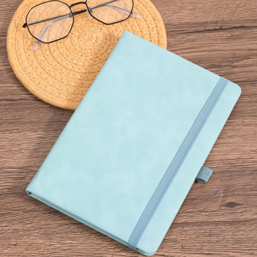 Vintage A5 leather strap notebook with leather notebook cover, personalized soft cover, and bookmark