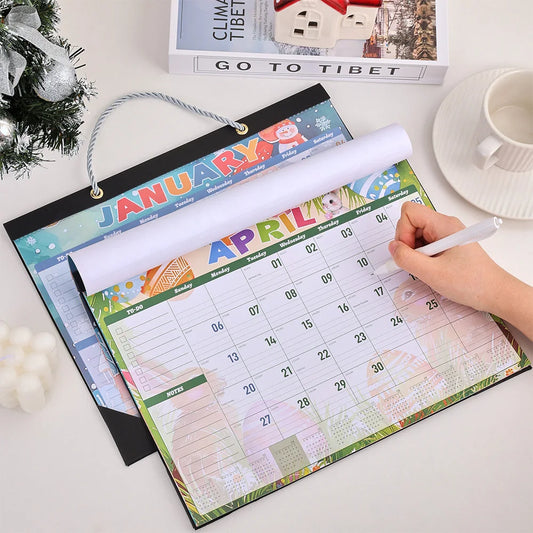 2025 Colorful Pattern Wall Calendar Daily Planner Study Organizing Check-in Message Hanging Calendar