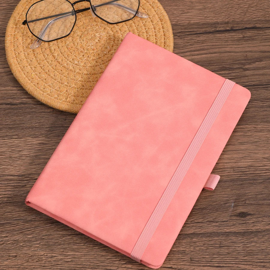 Vintage A5 leather strap notebook with leather notebook cover, personalized soft cover, and bookmark