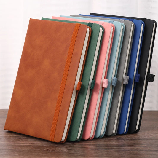 Vintage A5 leather strap notebook with leather notebook cover, personalized soft cover, and bookmark