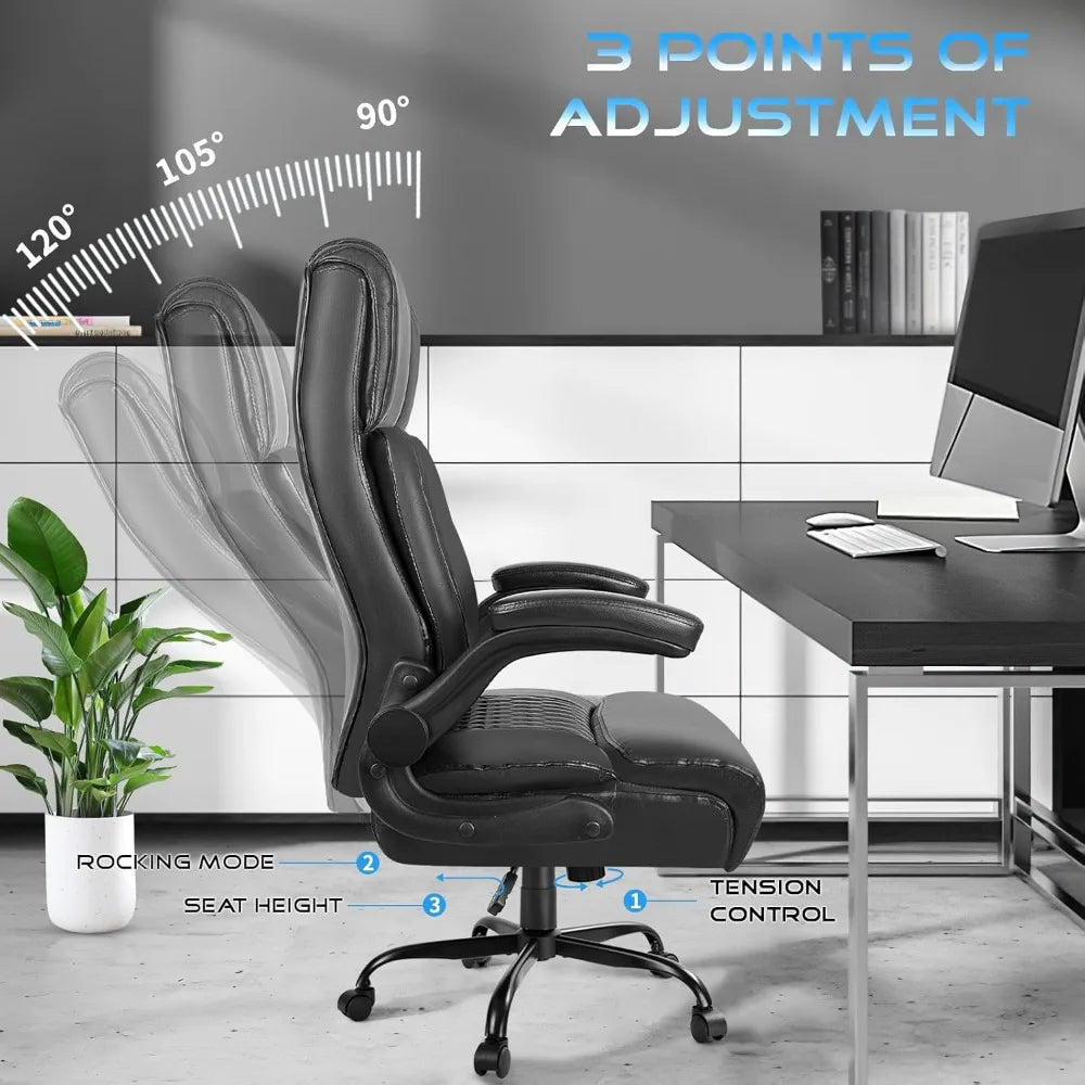 Executive Office Chair,Heavy Duty Chair with Flip up Armrest,Ergonomic High Back Computer Gaming Chairs