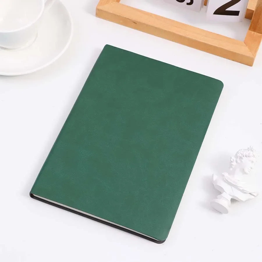 A5  Unlabeled Simple Soft Leather Notebook 120 Pages Office Stationery Waterproof Cover Comfortable Touch