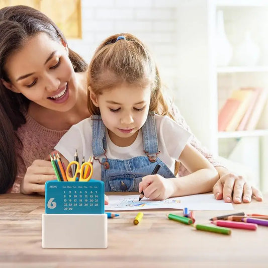 Desk Calendar With Pen Holder Desktop Monthly Calendar With Pen Organizer 2025 Desk Calendar Pen Holder