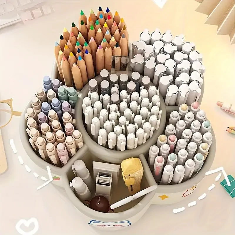 Large Capacity Desk Accessories 306 ° Rotation Cute Pen Holder Stationery Organizer Pencil Storage Office