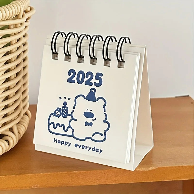 2025 Mini Animal Desk Calendars (4pcs) - Pocket-Sized Flip Planners for Study, Office & Daily Organization