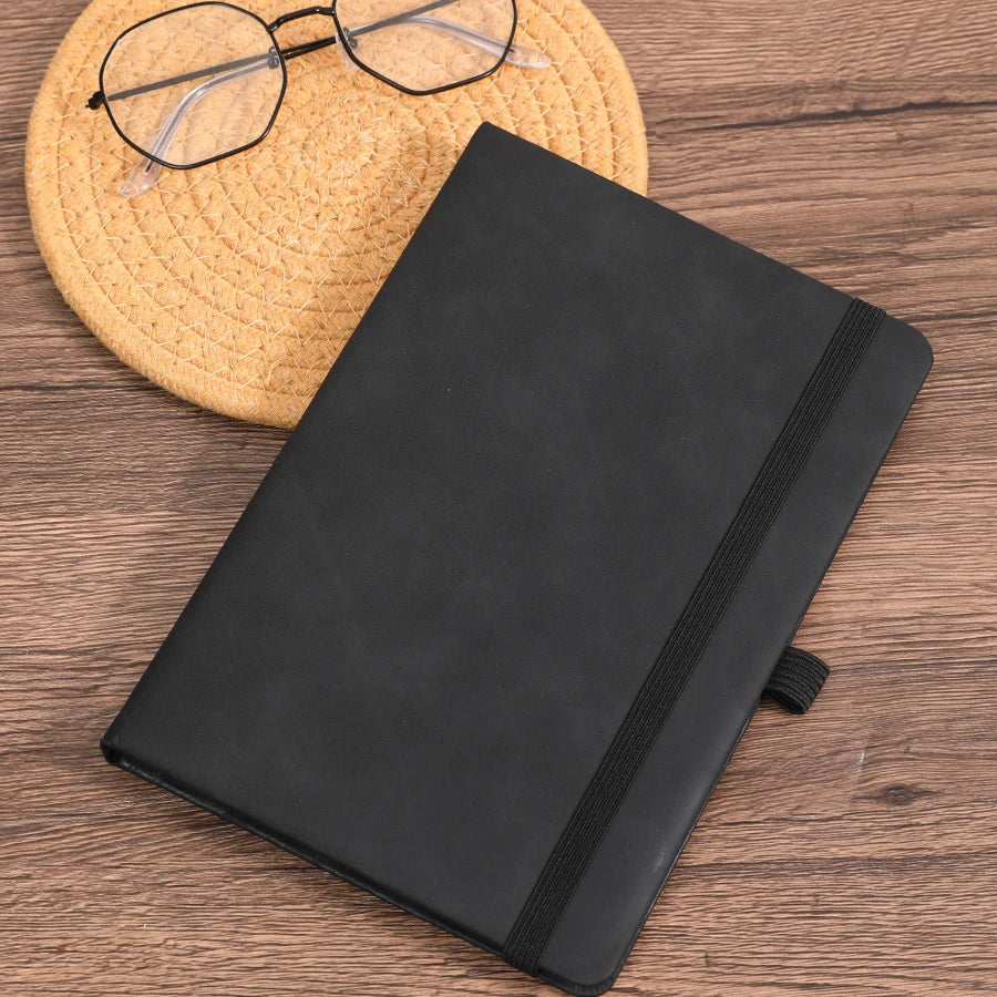 Vintage A5 leather strap notebook with leather notebook cover, personalized soft cover, and bookmark