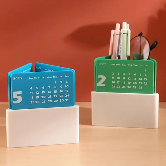 Desk Calendar With Pen Holder Desktop Monthly Calendar With Pen Organizer 2025 Desk Calendar Pen Holder