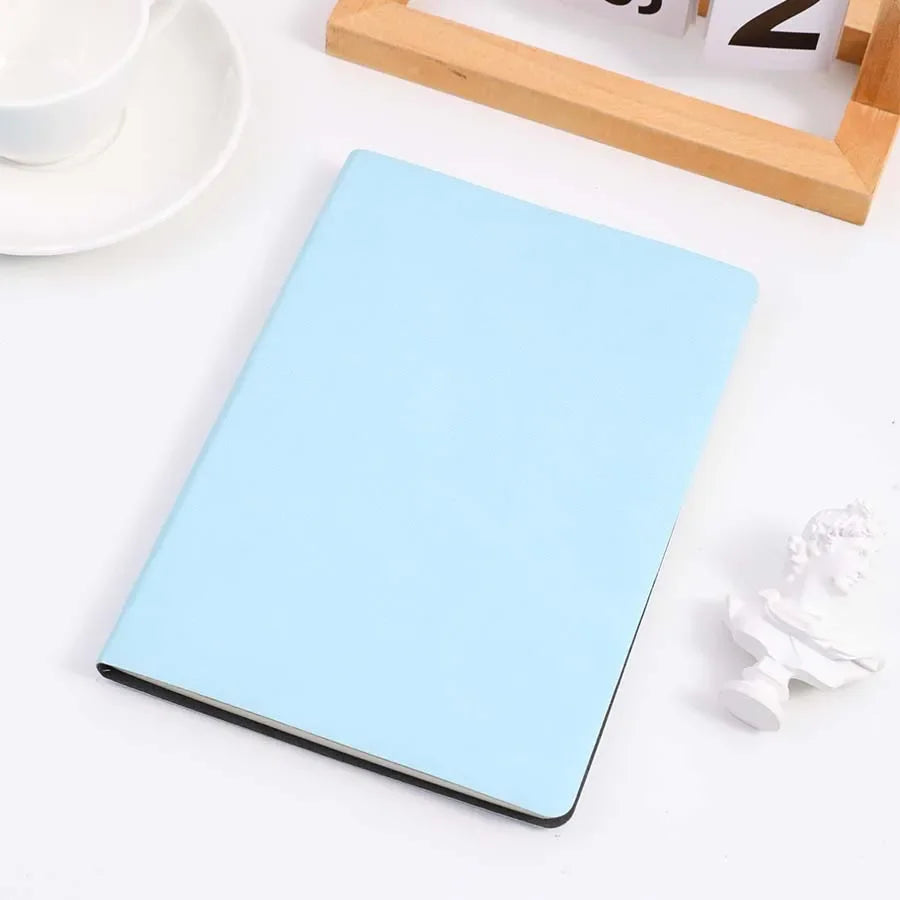 A5  Unlabeled Simple Soft Leather Notebook 120 Pages Office Stationery Waterproof Cover Comfortable Touch