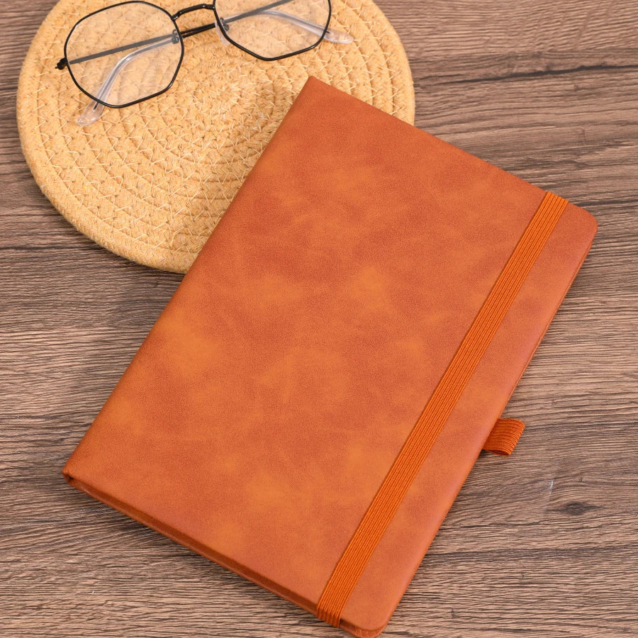Vintage A5 leather strap notebook with leather notebook cover, personalized soft cover, and bookmark