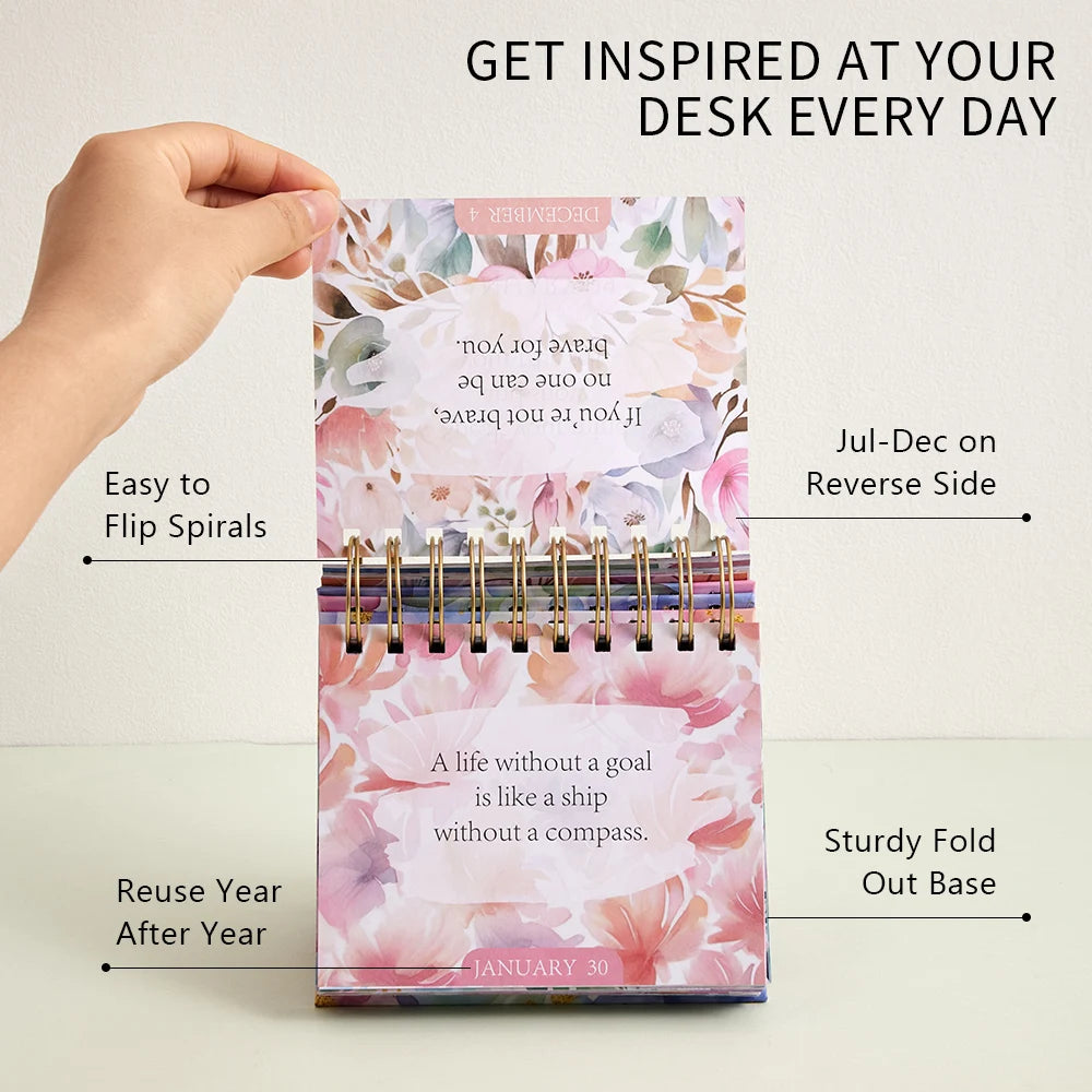 365 Days Colorful Positive Affirmations Desk Calendar 2025 Standing Flip Coil Desktop Calendar With Inspirational