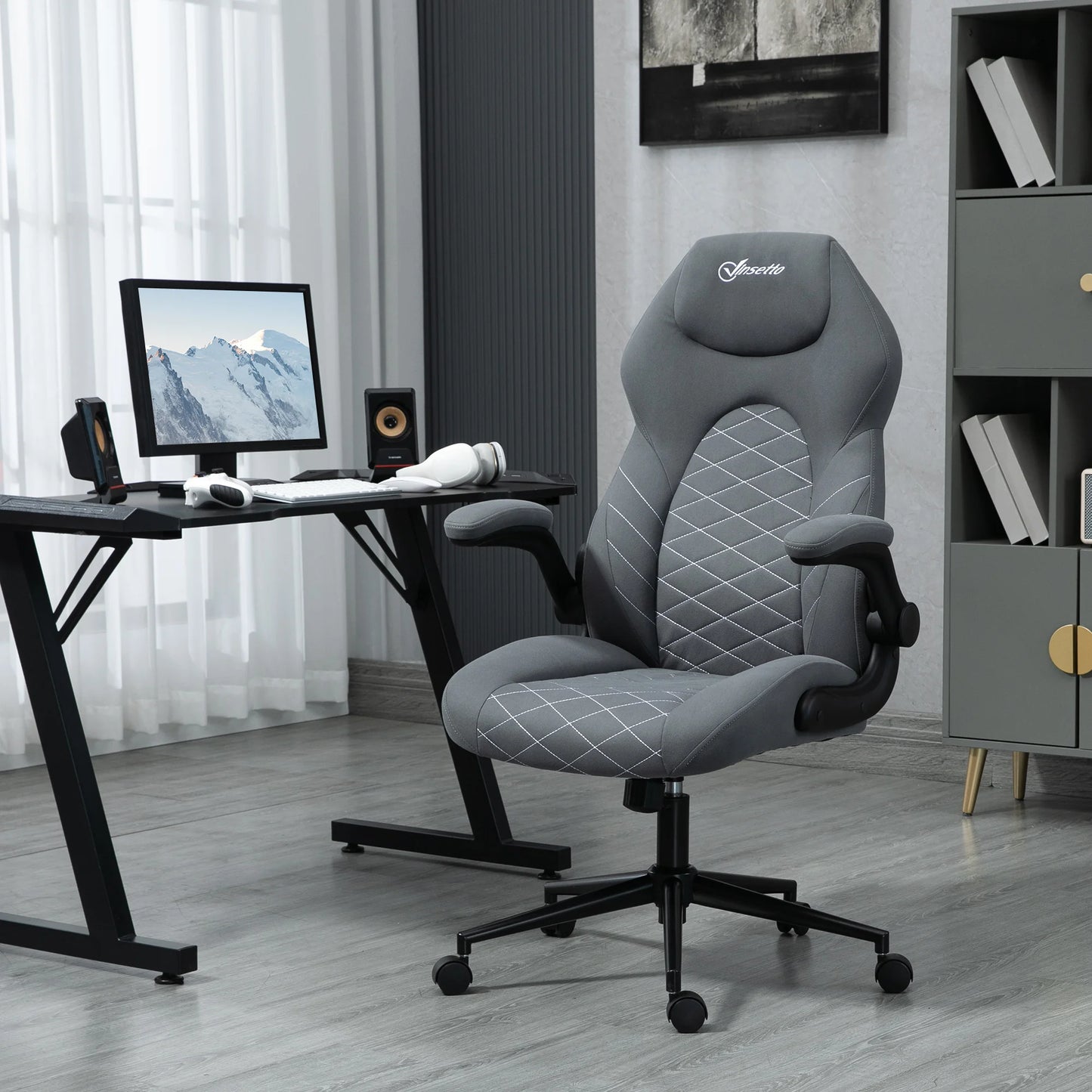 Vinsetto Gaming Chair with Flip up Arm, High Back Desk Computer Chair, Gamer Chair with Adjustable Height