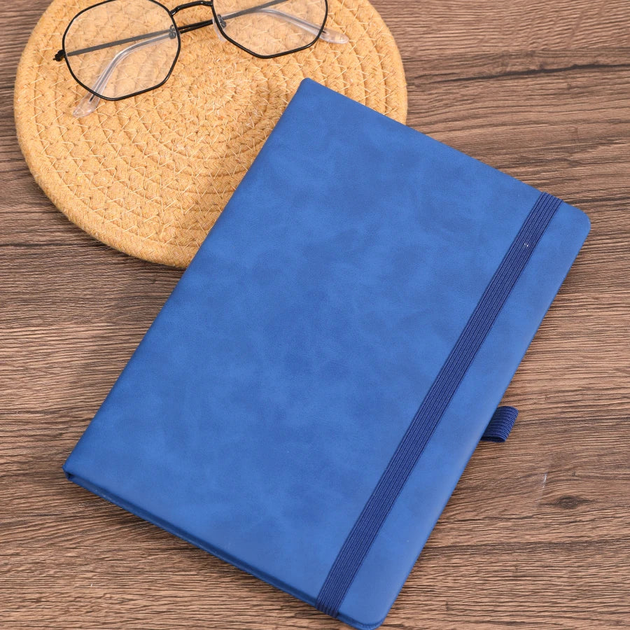 Vintage A5 leather strap notebook with leather notebook cover, personalized soft cover, and bookmark