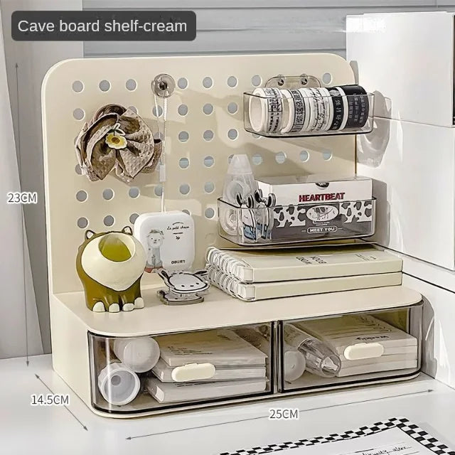 1 Pcs Desktop Perforated Board Storage Box Stationery Sorting Rack Desk Office Cosmetics Storage Rack Pen