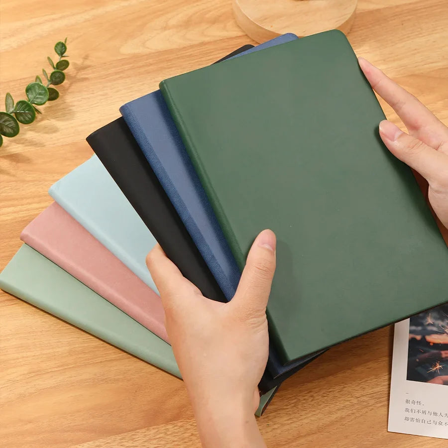 A5  Unlabeled Simple Soft Leather Notebook 120 Pages Office Stationery Waterproof Cover Comfortable Touch