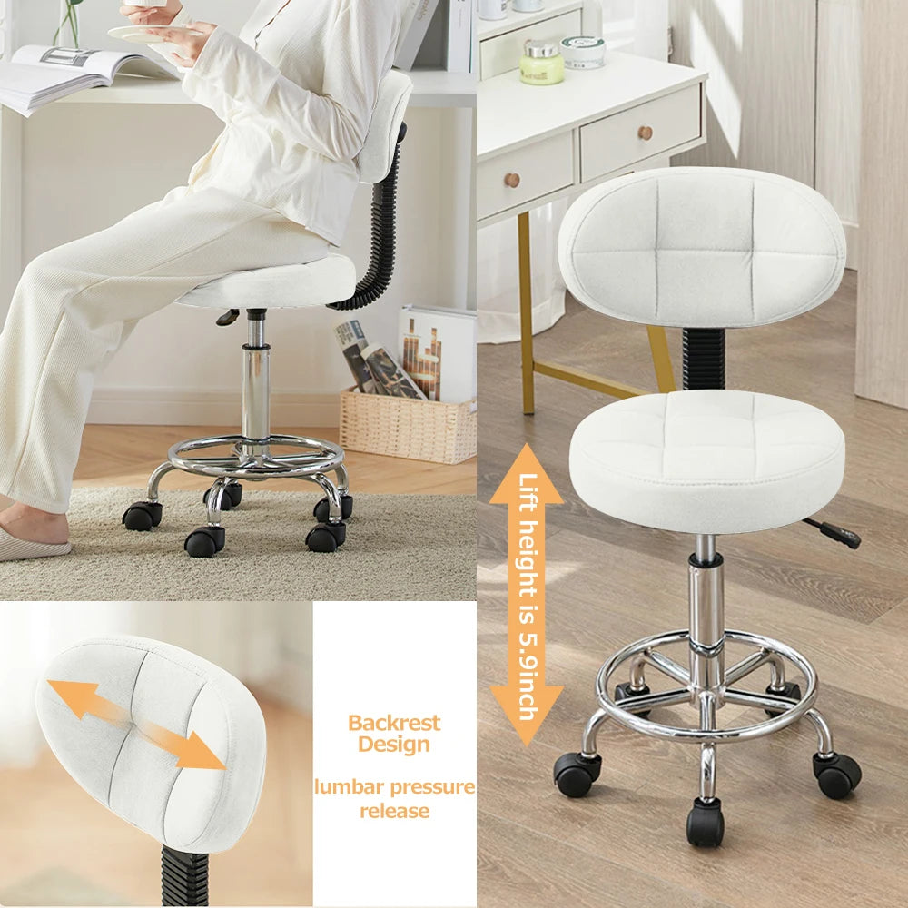 Modern Office Desk Chair Rolling Stool Computer Chair with Low Back Height Adjustable Work Home Salon