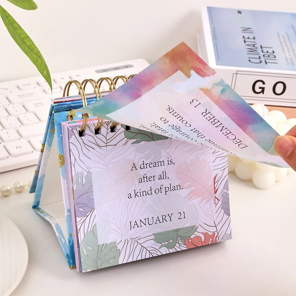 365 Days Daily Vertical Page-turning Inspirational Quotes Calendar Standing Flip Coil Desktop Calendar Office
