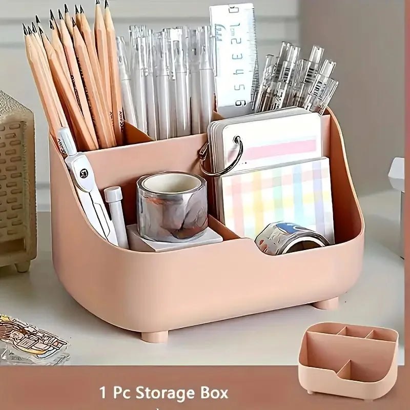 Desktop Storage Box Five-Compartment Desktop Organizer, Student Stationery Holder 5-Section Office Desk