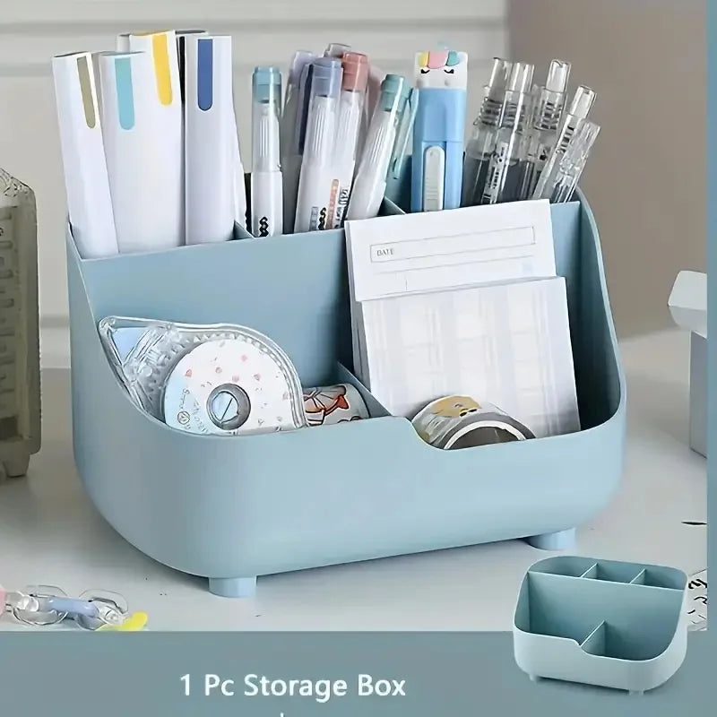 Desktop Storage Box Five-Compartment Desktop Organizer, Student Stationery Holder 5-Section Office Desk