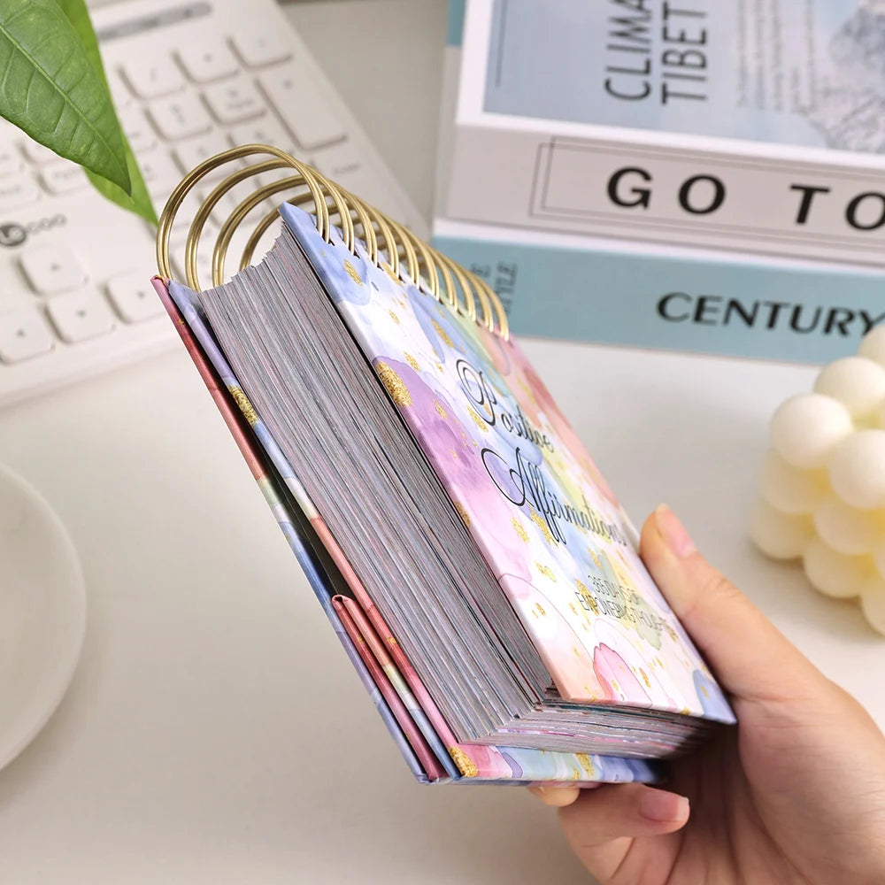 365 Days Colorful Positive Affirmations Desk Calendar 2025 Standing Flip Coil Desktop Calendar With Inspirational