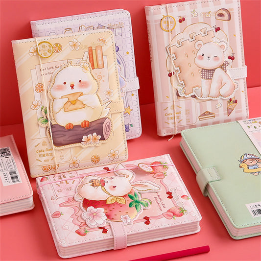 36k Notebook Cute Girl 112 Color Page with Magnetic Buckle Exquisite Hand Ledger Diary Student Stationery Notepad