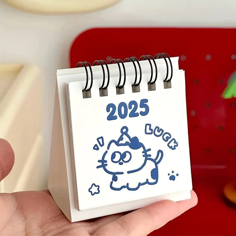 2025 Mini Animal Desk Calendars (4pcs) - Pocket-Sized Flip Planners for Study, Office & Daily Organization