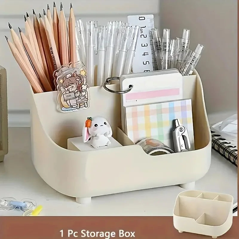 Desktop Storage Box Five-Compartment Desktop Organizer, Student Stationery Holder 5-Section Office Desk