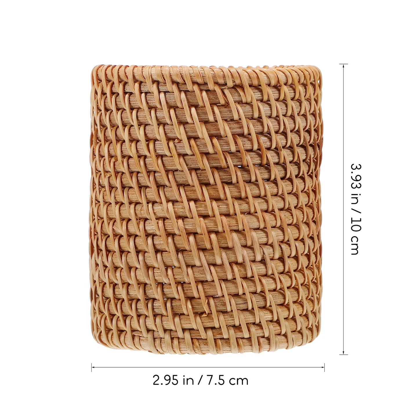 2pcs Handmade Rattan Pen Cup Woven Pen Holders Pencil Holder Cosmetic Pen Holder Desk Storage