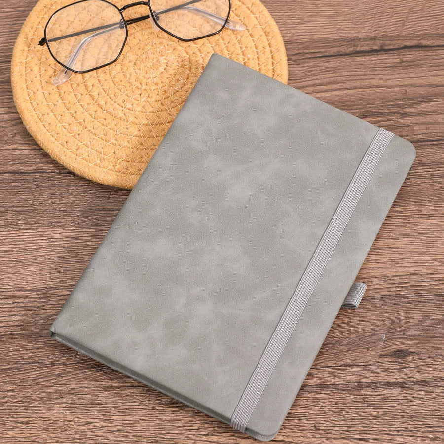 Vintage A5 leather strap notebook with leather notebook cover, personalized soft cover, and bookmark
