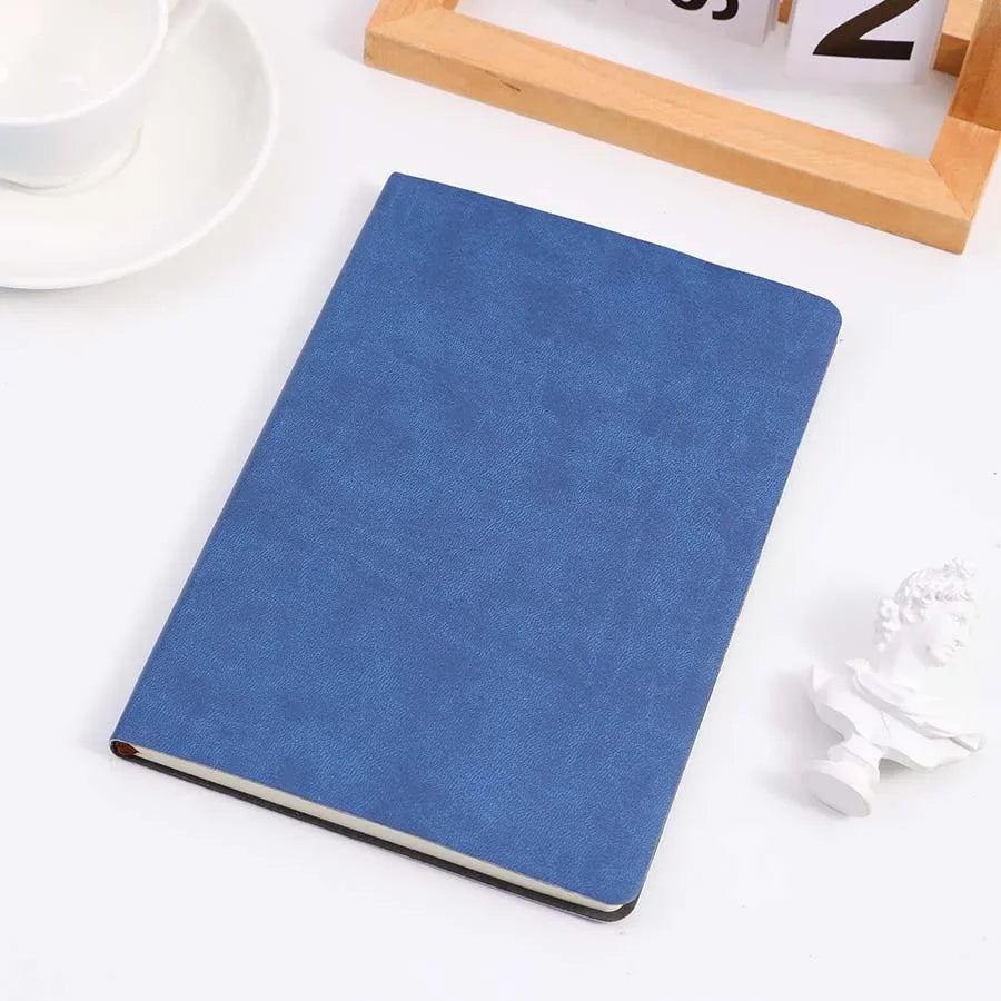 A5  Unlabeled Simple Soft Leather Notebook 120 Pages Office Stationery Waterproof Cover Comfortable Touch
