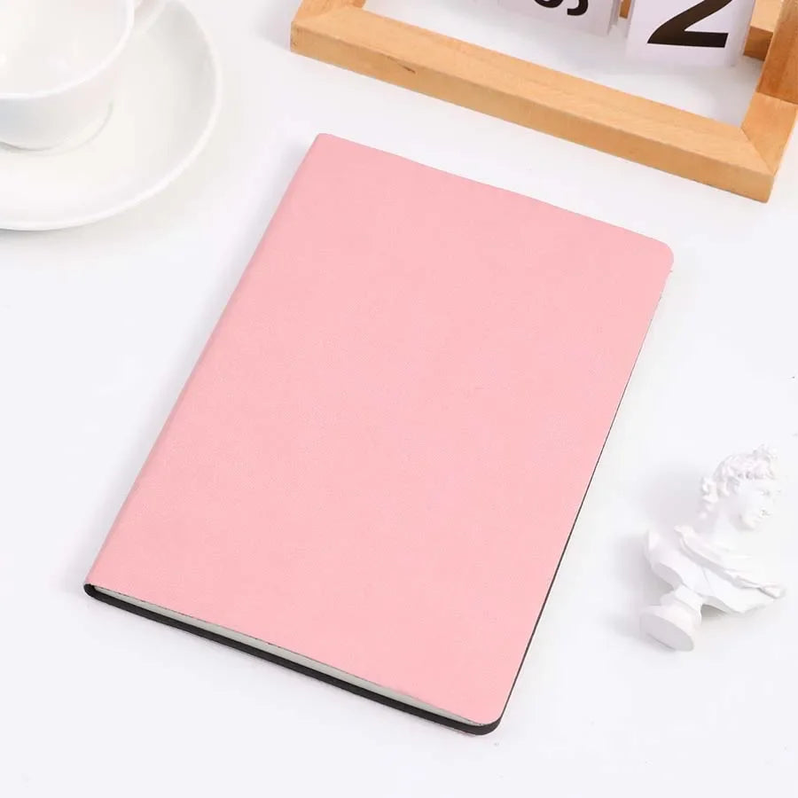A5  Unlabeled Simple Soft Leather Notebook 120 Pages Office Stationery Waterproof Cover Comfortable Touch