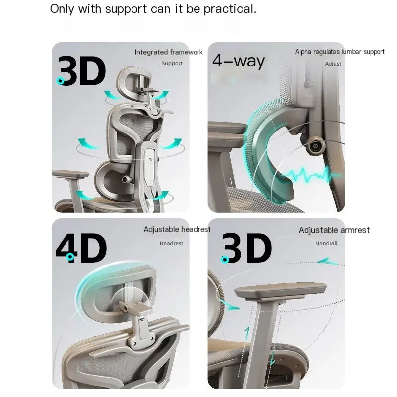 Ergonomic Chair Lumbar Support Computer Chair Home Comfort for Long Sitting Adjustable Bureaustoel Household